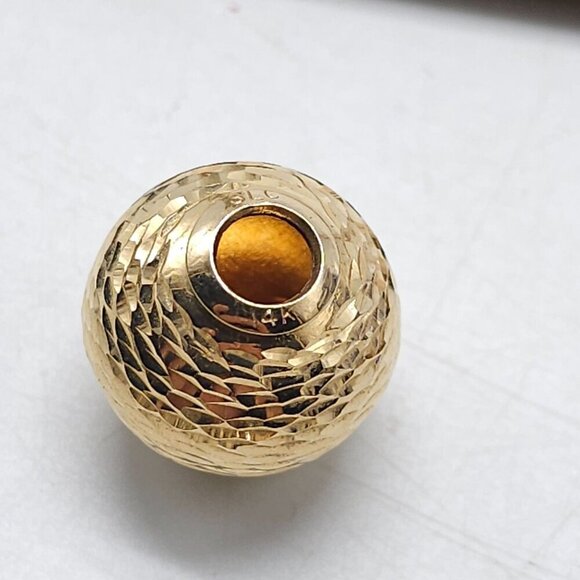 14K Gold Textured Round Bead Spacer Jewelry Making Supplies 1.76g - Picture 3 of 6